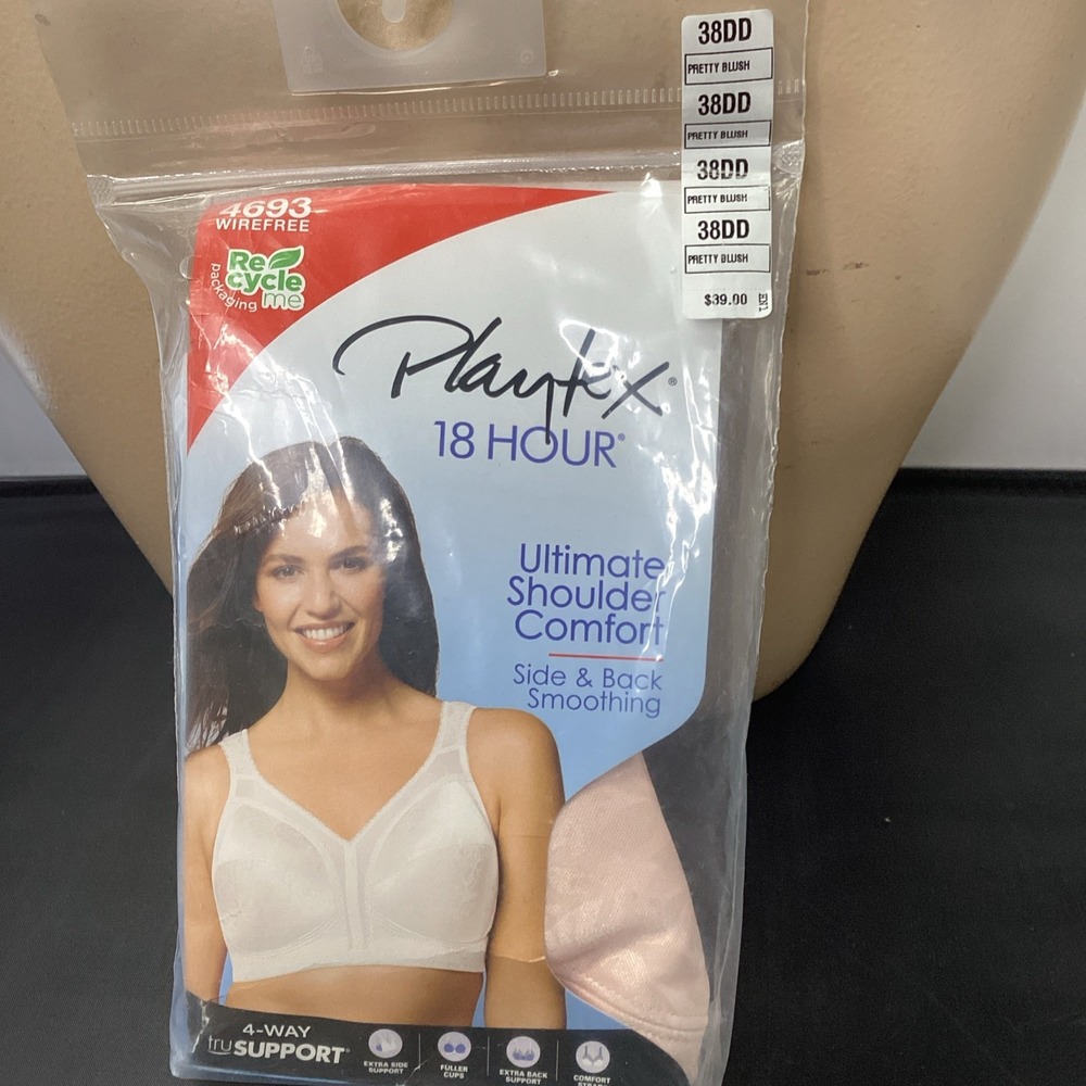 Playtex Womens 18 Hour Original Comfort Strap Wirefree Bra 38dd Pink